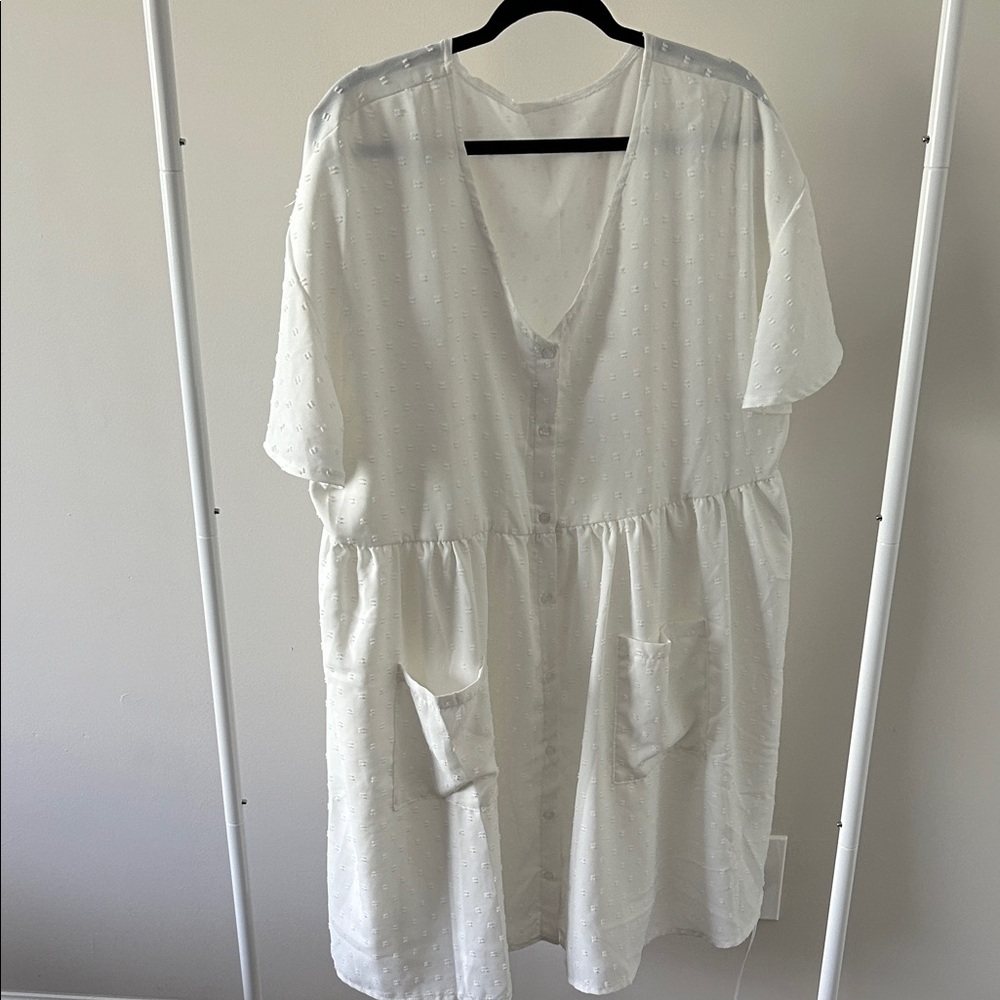 SHEIN Curve White Dress with Pockets